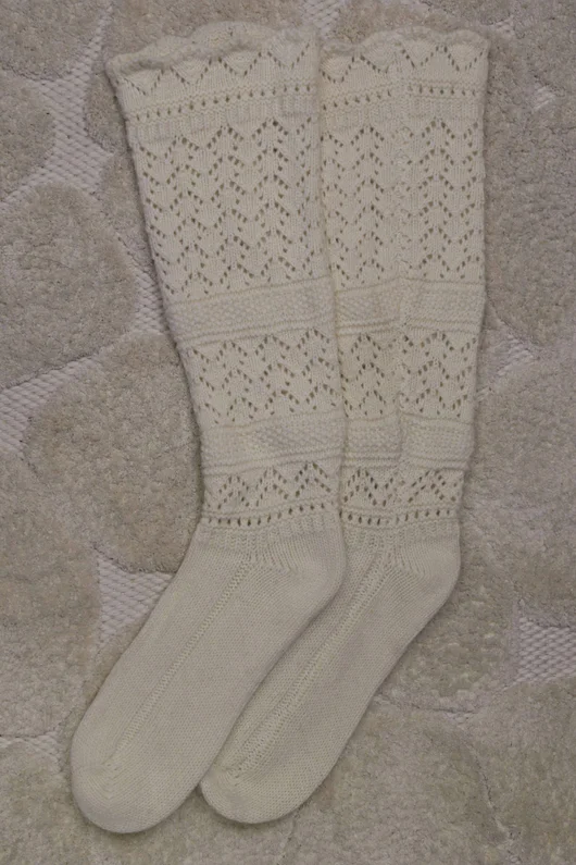 Pointelle Knit Slouch Socks Ecru